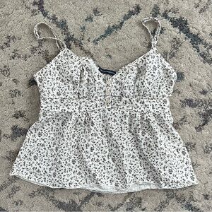 Brandy Melville Tiffany Babydoll Top in Brown and Cream